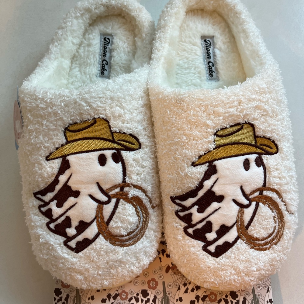 Moon Cake Viral Leopard Ghost Cowboy Slippers Halloween